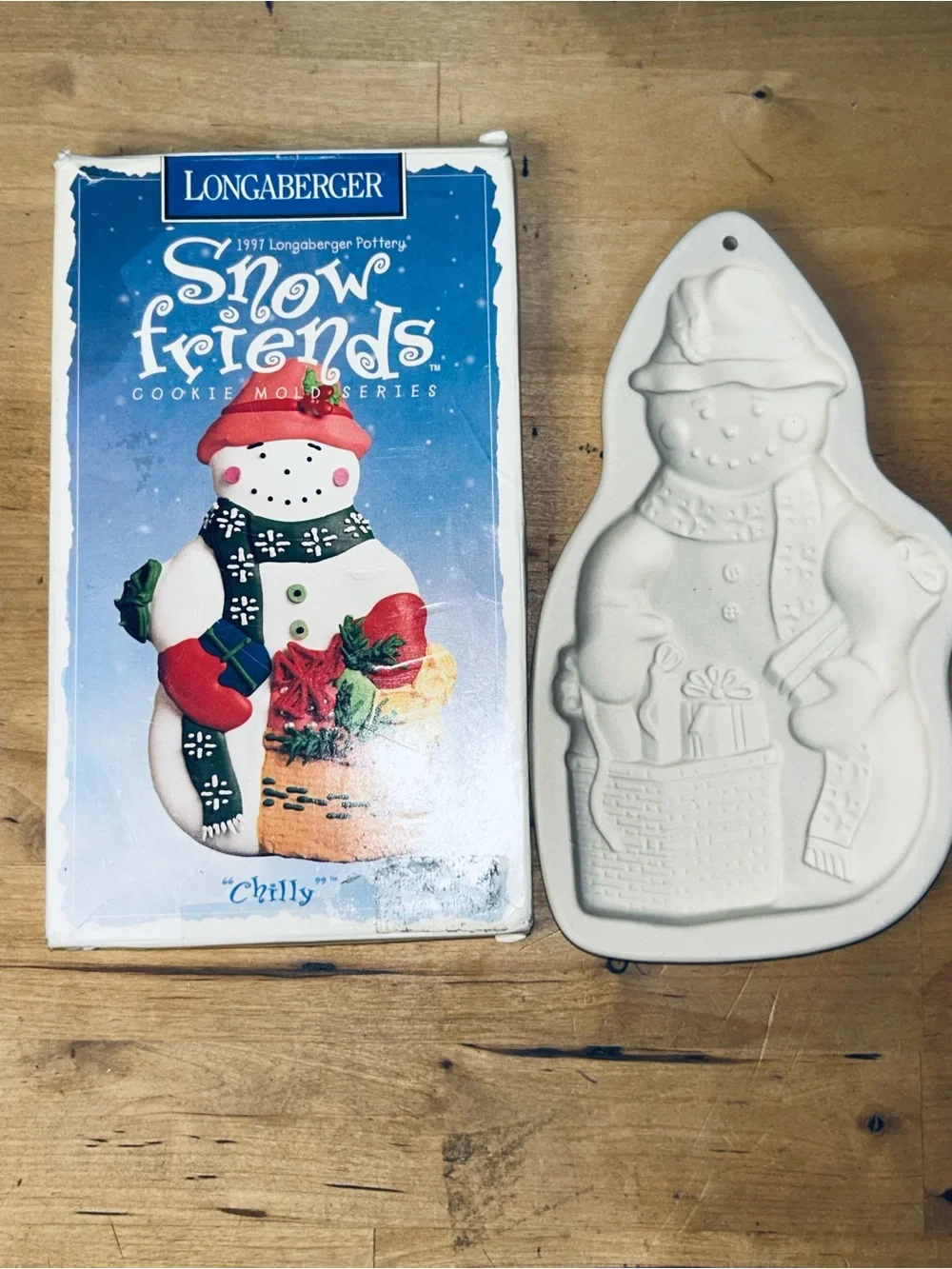 Complete Set of 3 Longaberger Peace Joy Snow Friends Cookie Molds 1993-97 Boxed